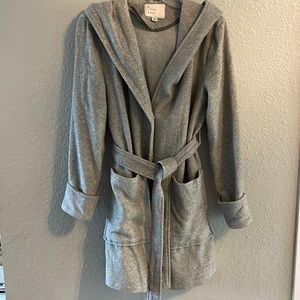 A New Day gray hooded jacket with tie waist size S